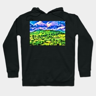 Kackar Mountains Green Aesthetic Modern Impressionist Landscape Hoodie